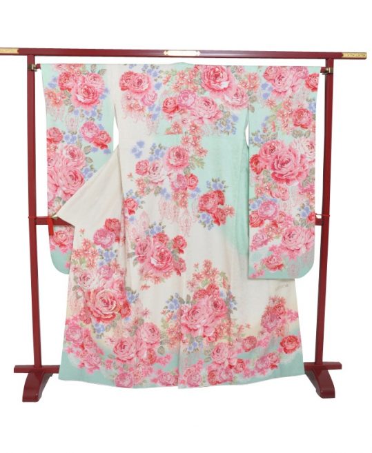 成人式振袖[LIZLISA][ロマンチックガーリー]黄緑にバラ[身長164cmまで]No.843